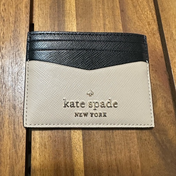 kate spade Accessories - kate spade Black and Cream Leather Card Case